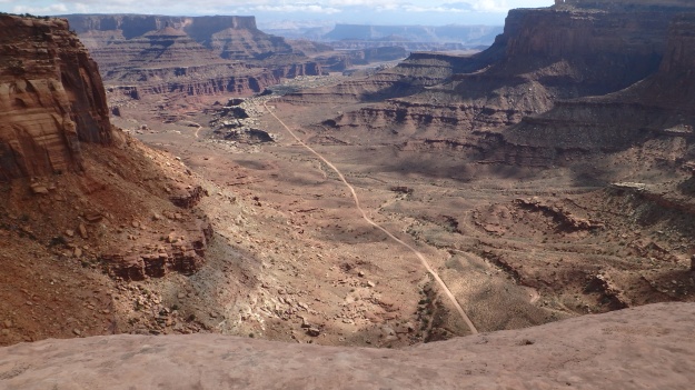 At Schaefer Point, looking down at the White Rim below